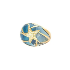 Bague or jaune étoile diamants