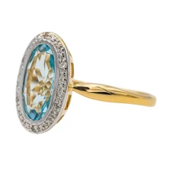Bague Or jaune Topaze, Diamant