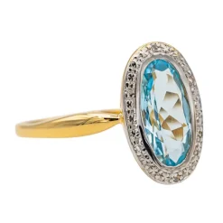 Bague Or jaune Topaze, Diamant