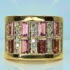 Bague or jaune tourmalines roses et diamants