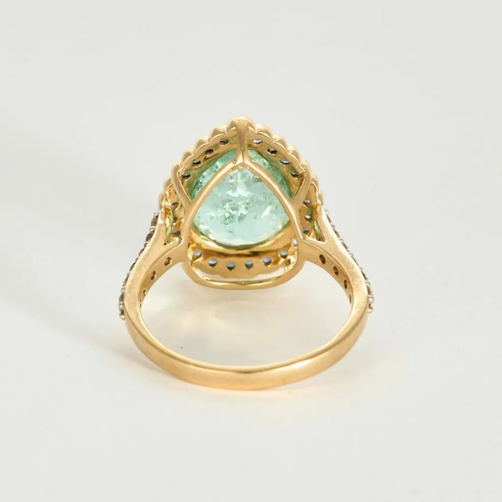 Bague or jaune, tourmaline, saphirs, diamants