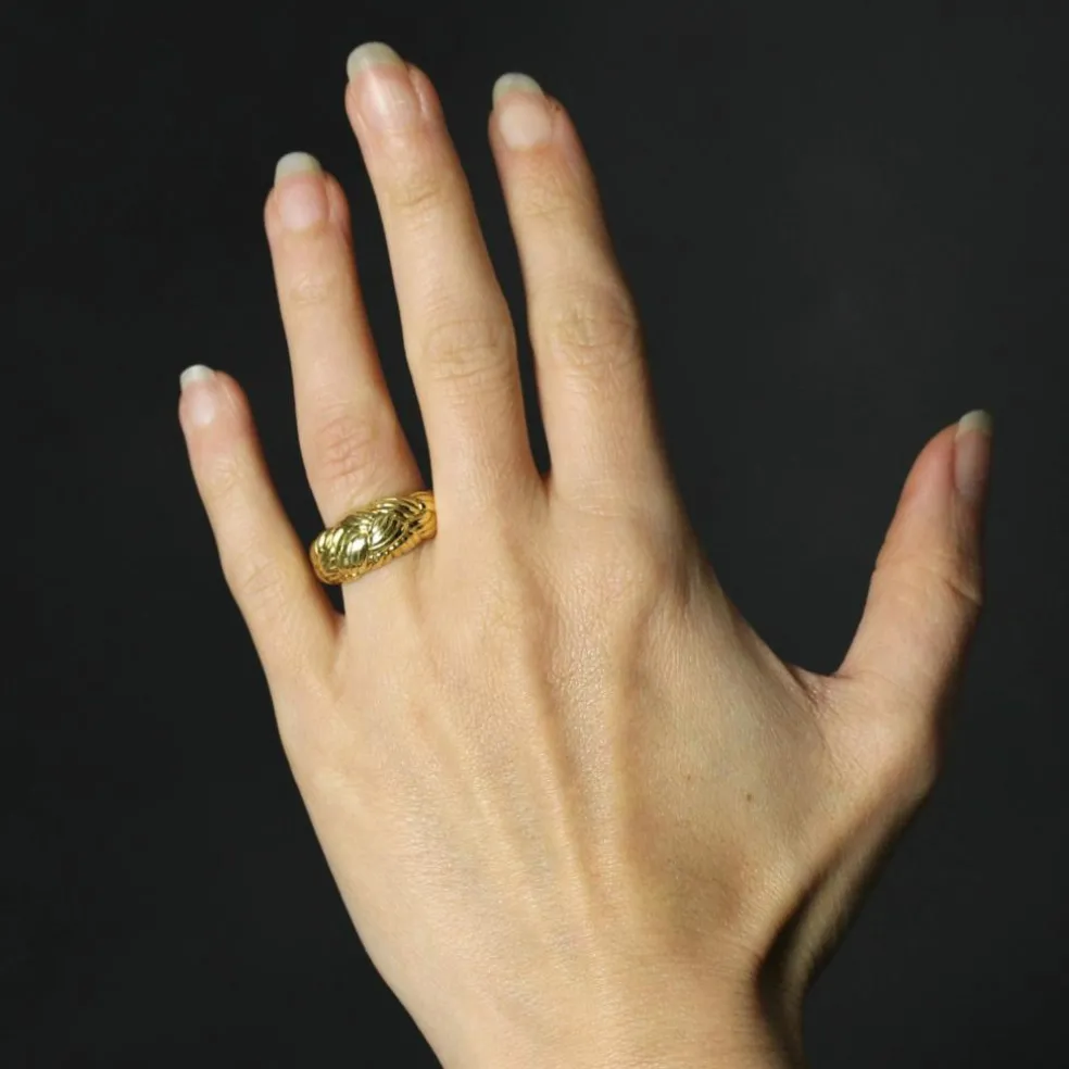 Bague or jaune tressé