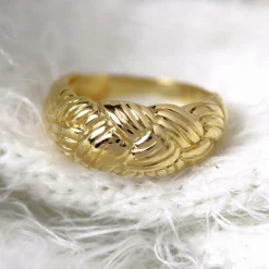 Bague or jaune tressé