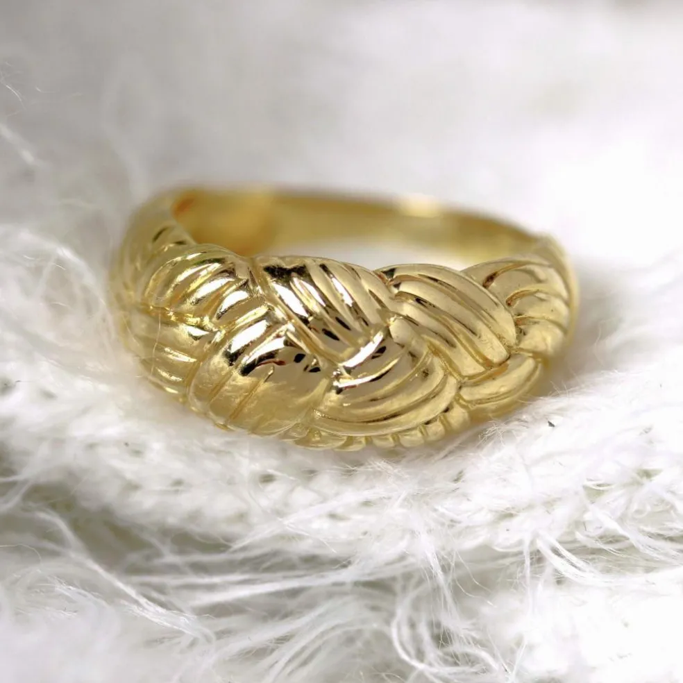 Bague or jaune tressé