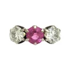 Bague or jaune trilogie saphir rose et diamants