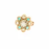Bague or jaune, turquoises, diamants