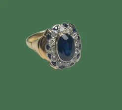 BAGUE OR 18K SAPHIRS ET DIAMANTS (T.50)