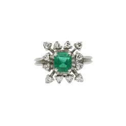 Bague or, émeraude, diamants