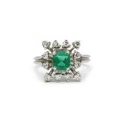 Bague or, émeraude, diamants