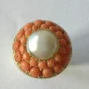 Bague Or, perle & corail