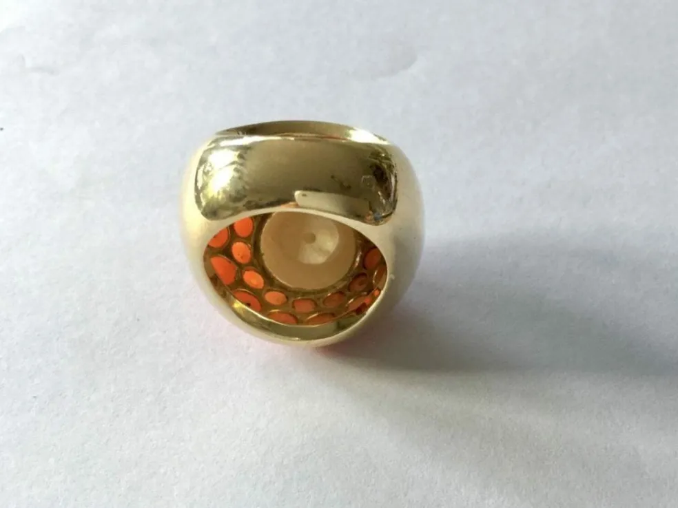 Bague Or, perle & corail