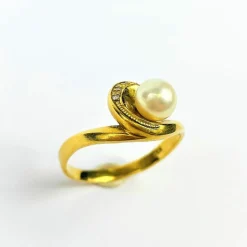 Bague Or Perle de Culture et Diamants
