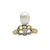 Bague or, perle et diamants