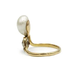 Bague or, perle et diamants