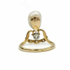 Bague or, perle et diamants