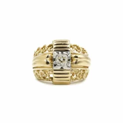 Bague Or, Platine Et Diamant
