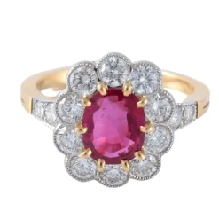 Bague or, platine et rubis