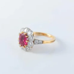 Bague or, platine et rubis