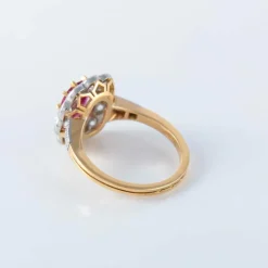 Bague or, platine et rubis