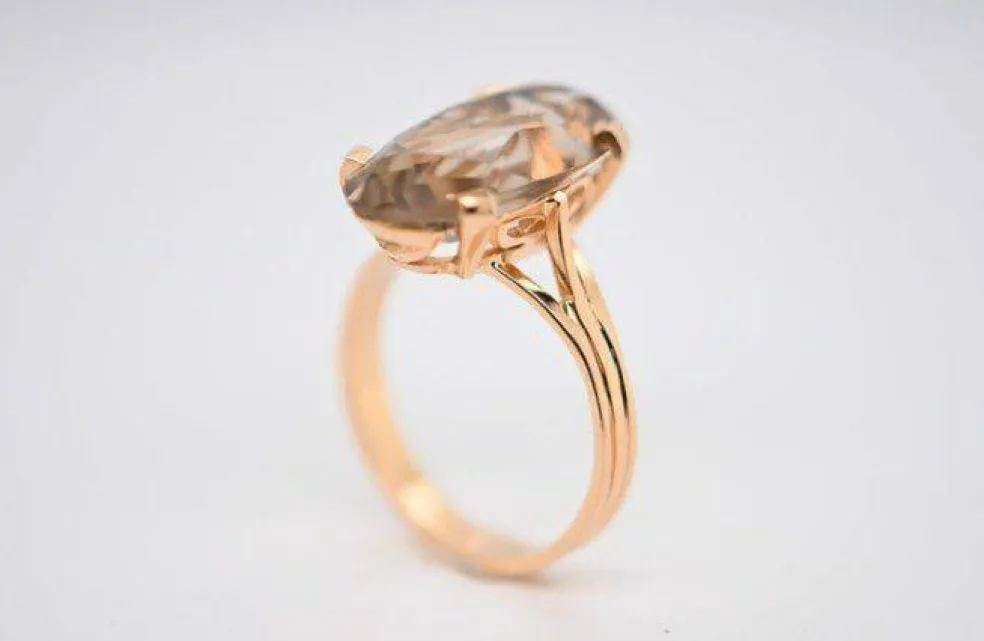 Bague Or Quartz Fumé