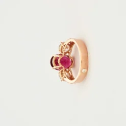 Bague or rose avec tourmaline rubellite diamants