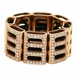 Bague or rose caoutchouc diamants