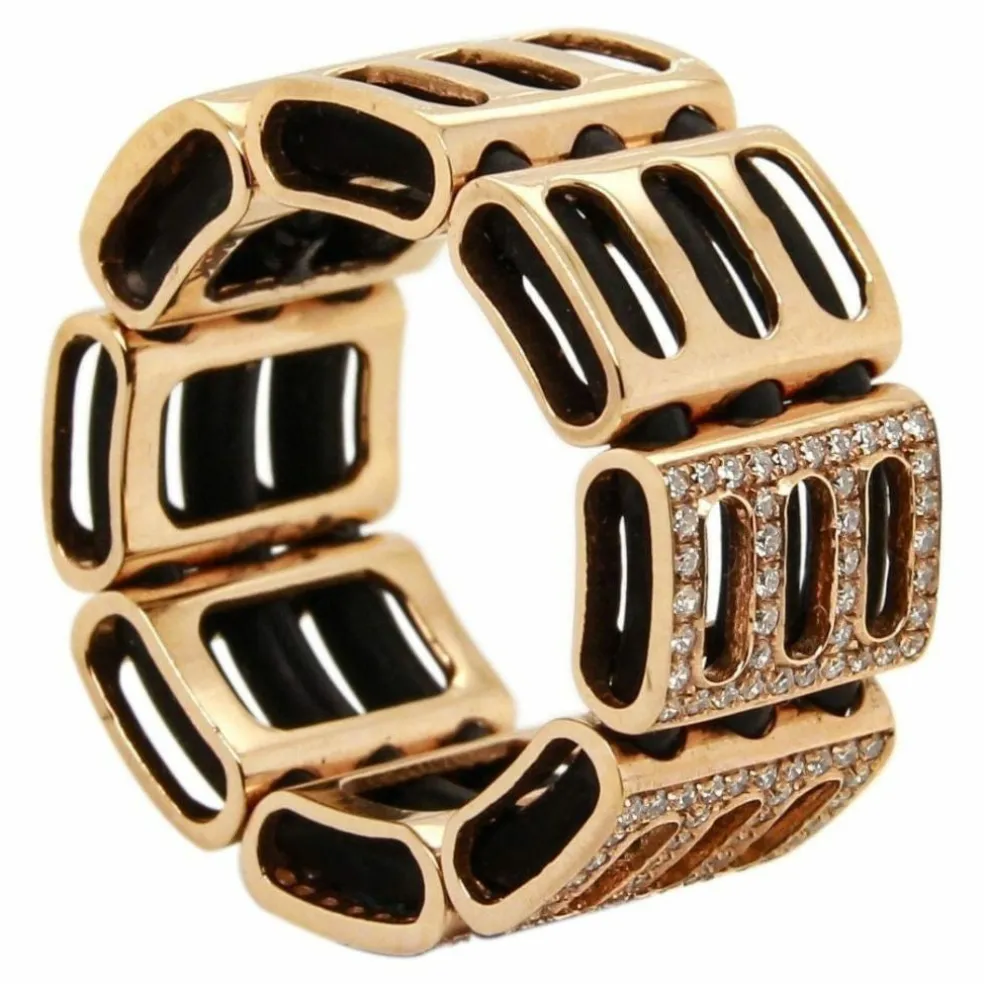 Bague or rose caoutchouc diamants
