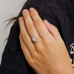 Bague or rose Diamant Poire