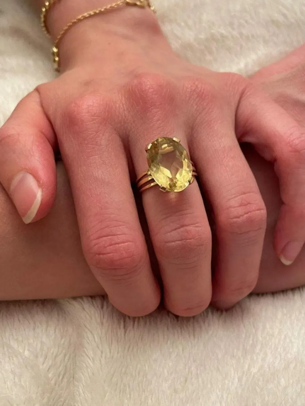 Bague Or rose et Citrine