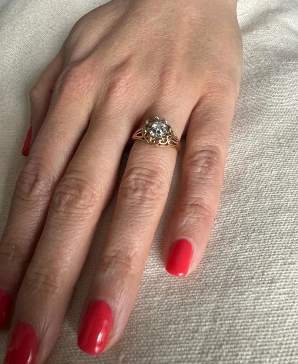 Bague or rose et diamant