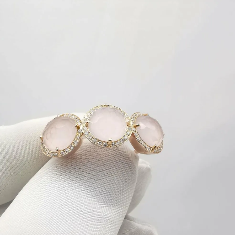 Bague or rose et diamants