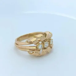 Bague or rose et diamants
