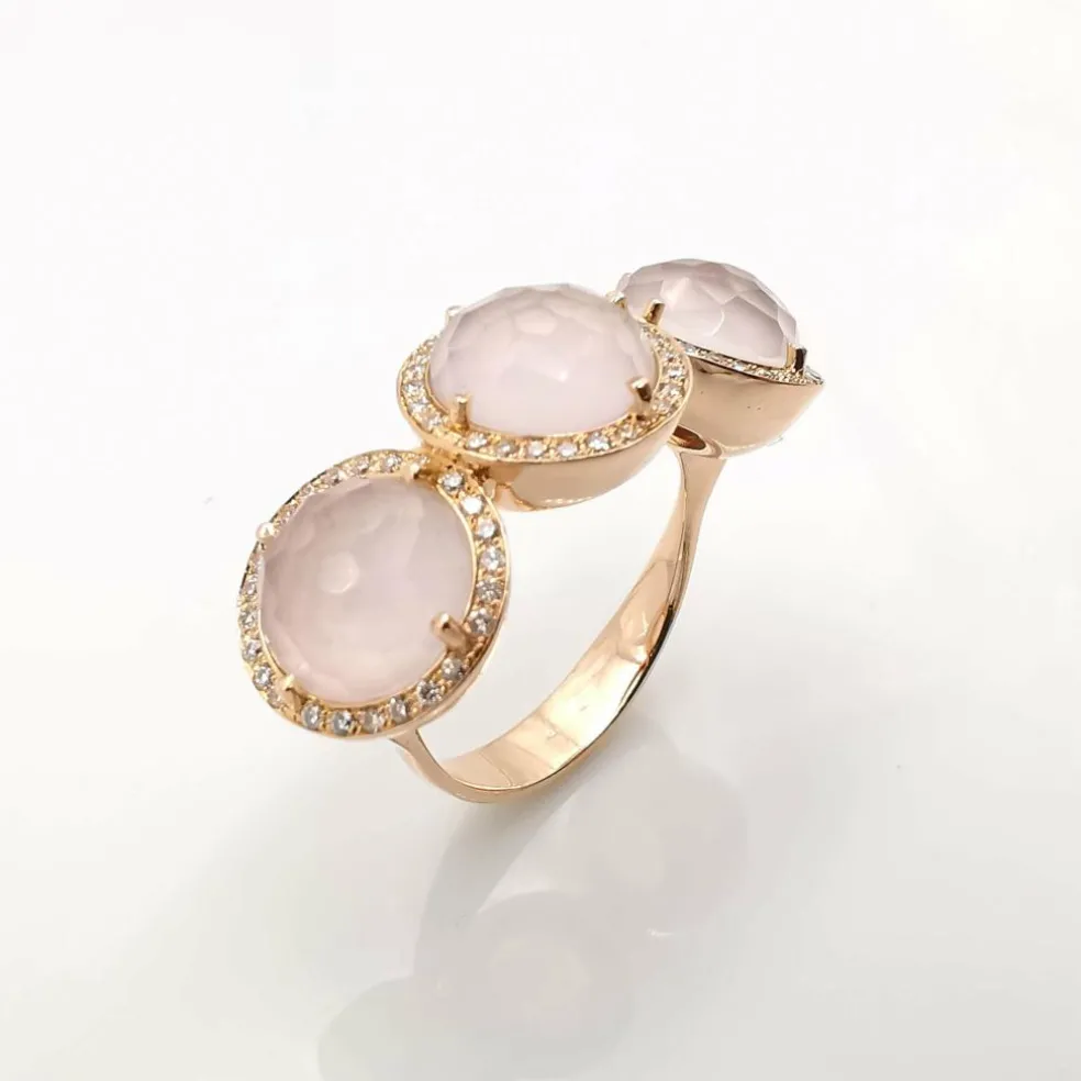 Bague or rose et diamants