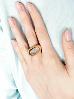 BAGUE OR ROSE JONC CREUX