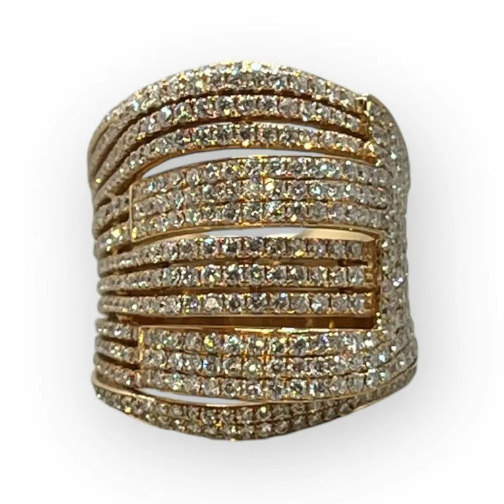 Bague or rose pavage diamants