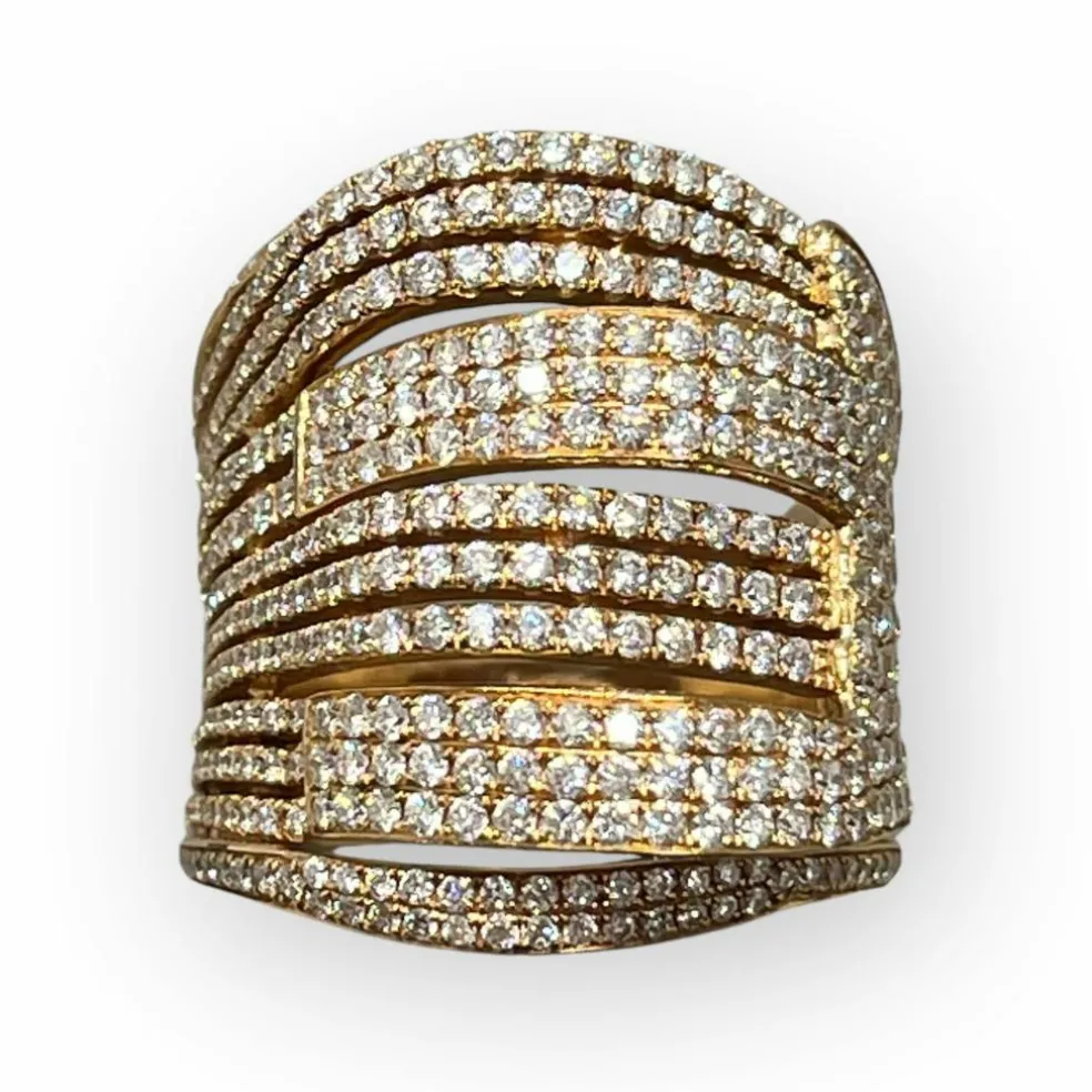 Bague or rose pavage diamants