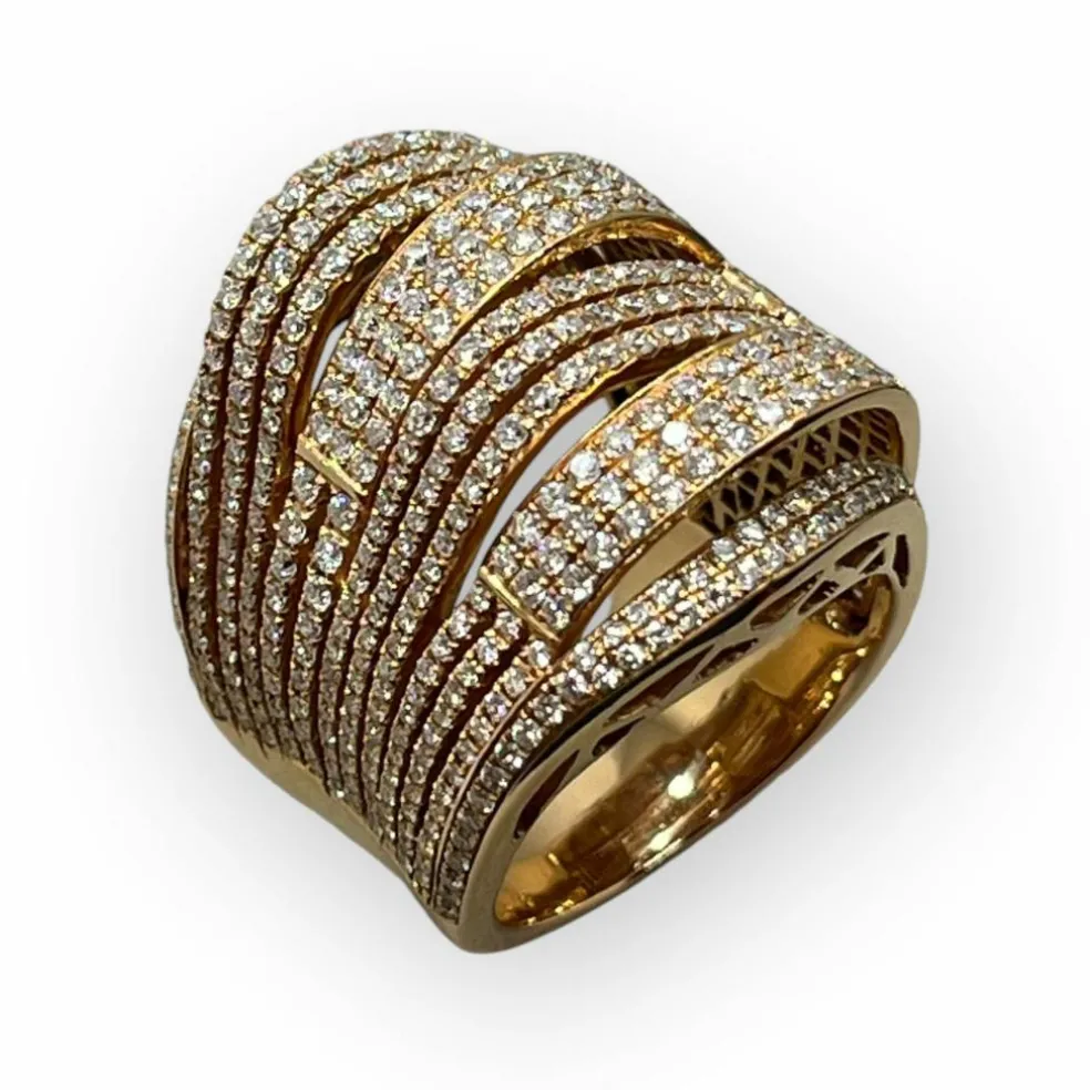 Bague or rose pavage diamants