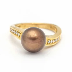 Bague Or rose Perle Diamant