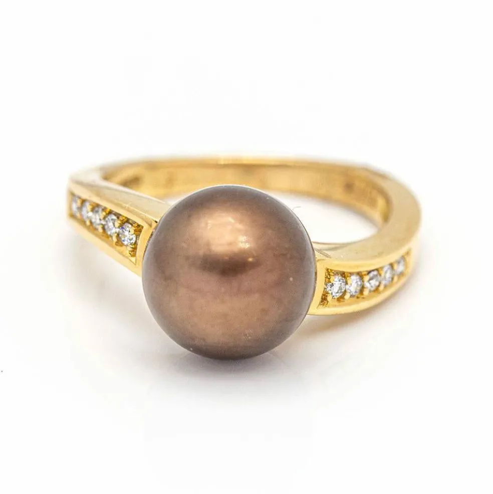 Bague Or rose Perle Diamant