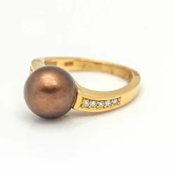 Bague Or rose Perle Diamant