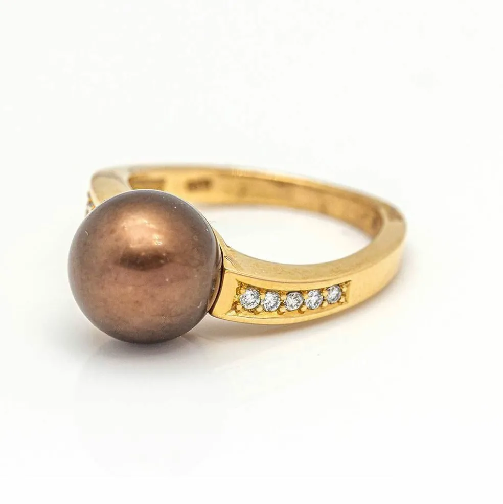 Bague Or rose Perle Diamant