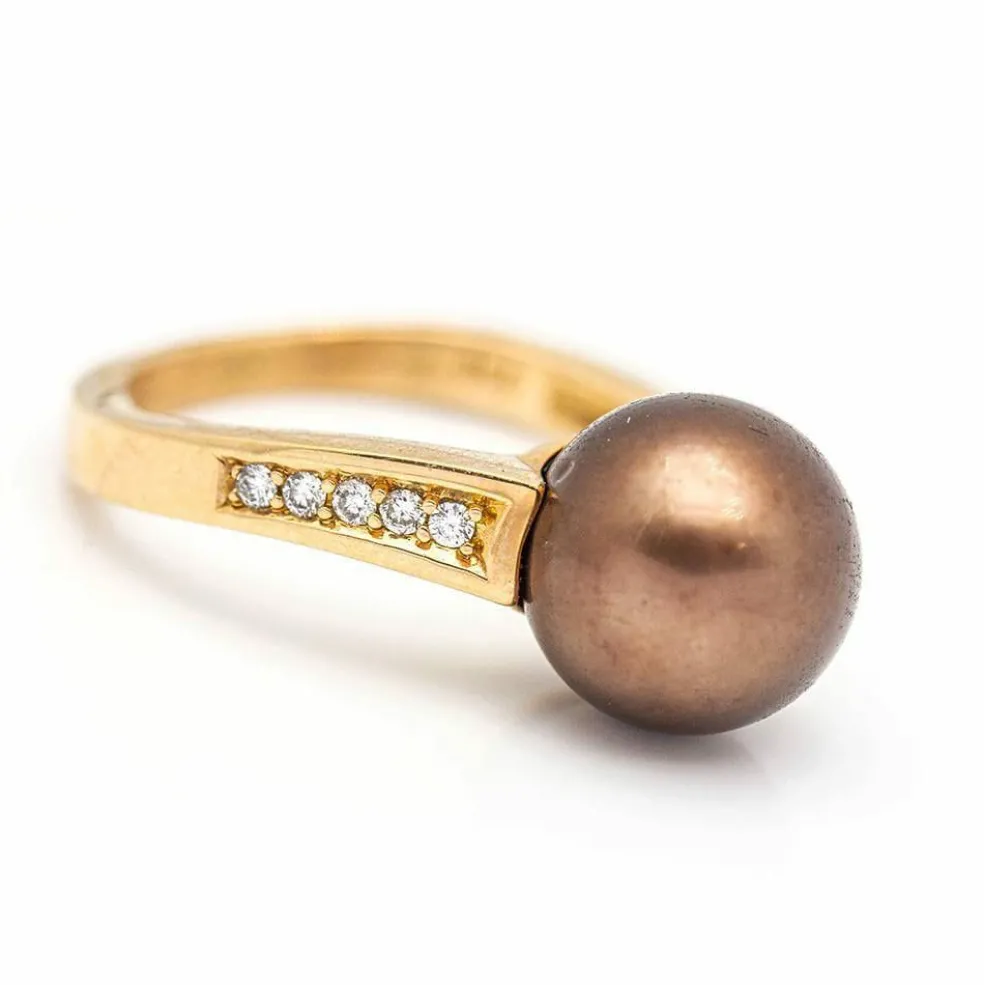 Bague Or rose Perle Diamant