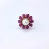 Bague or rose perle et rubis