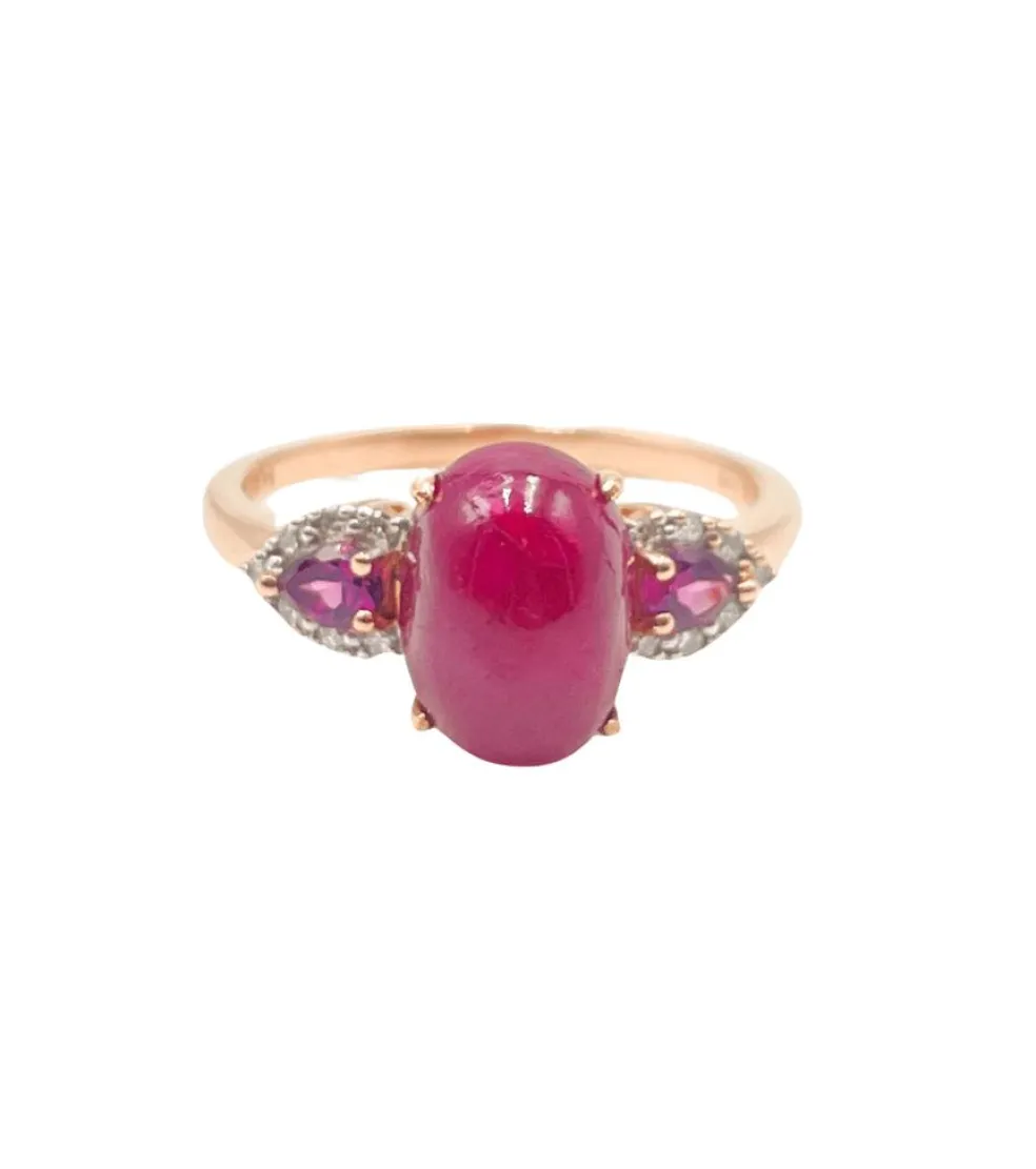 Bague Or rose Rubis Diamants Grenats