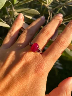 Bague Or rose Rubis Diamants Grenats