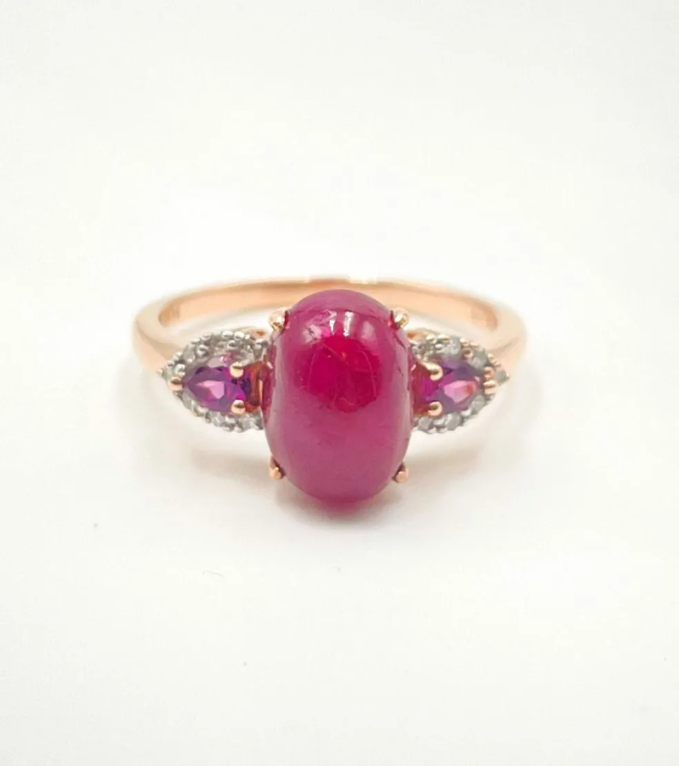 Bague Or rose Rubis Diamants Grenats