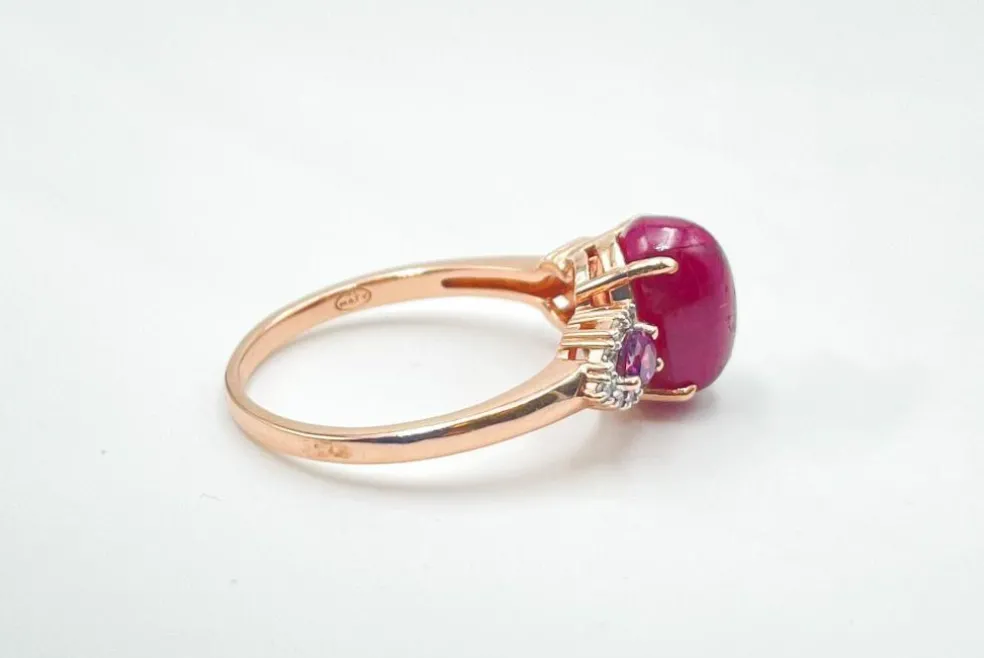 Bague Or rose Rubis Diamants Grenats