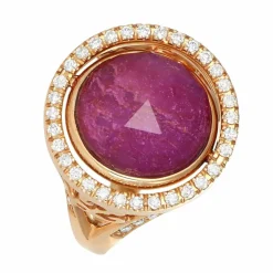 Bague Or Rose, Rubis et Diamants