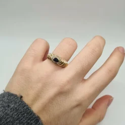 Bague or rose saphir et diamants