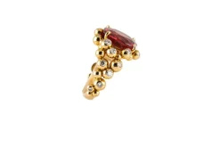Bague or rose spinelle rouge orangé taille coussin 8,57 carats